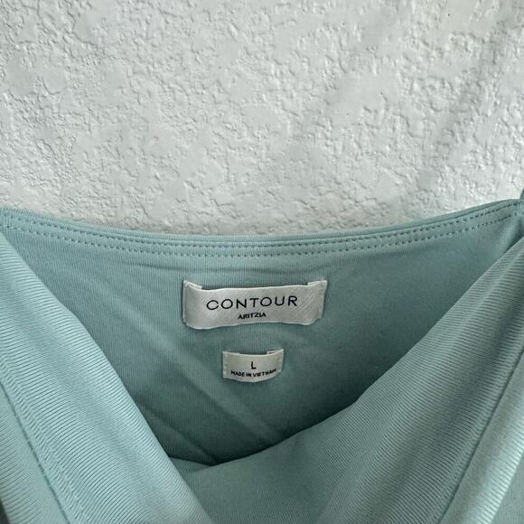 NEW NWT Aritzia Contour Square Neck Ruched Thong Bodysuit Aquamarine Green L - Picture 14 of 15